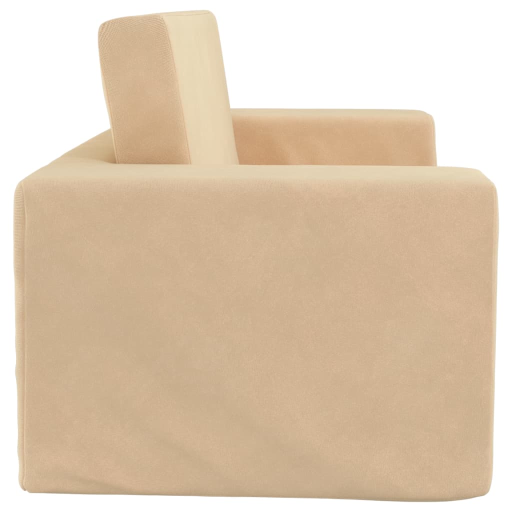 Kindersofa 2-Sitzer Creme Weich Plüsch
