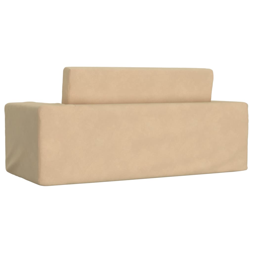 Kindersofa 2-Sitzer Creme Weich Plüsch