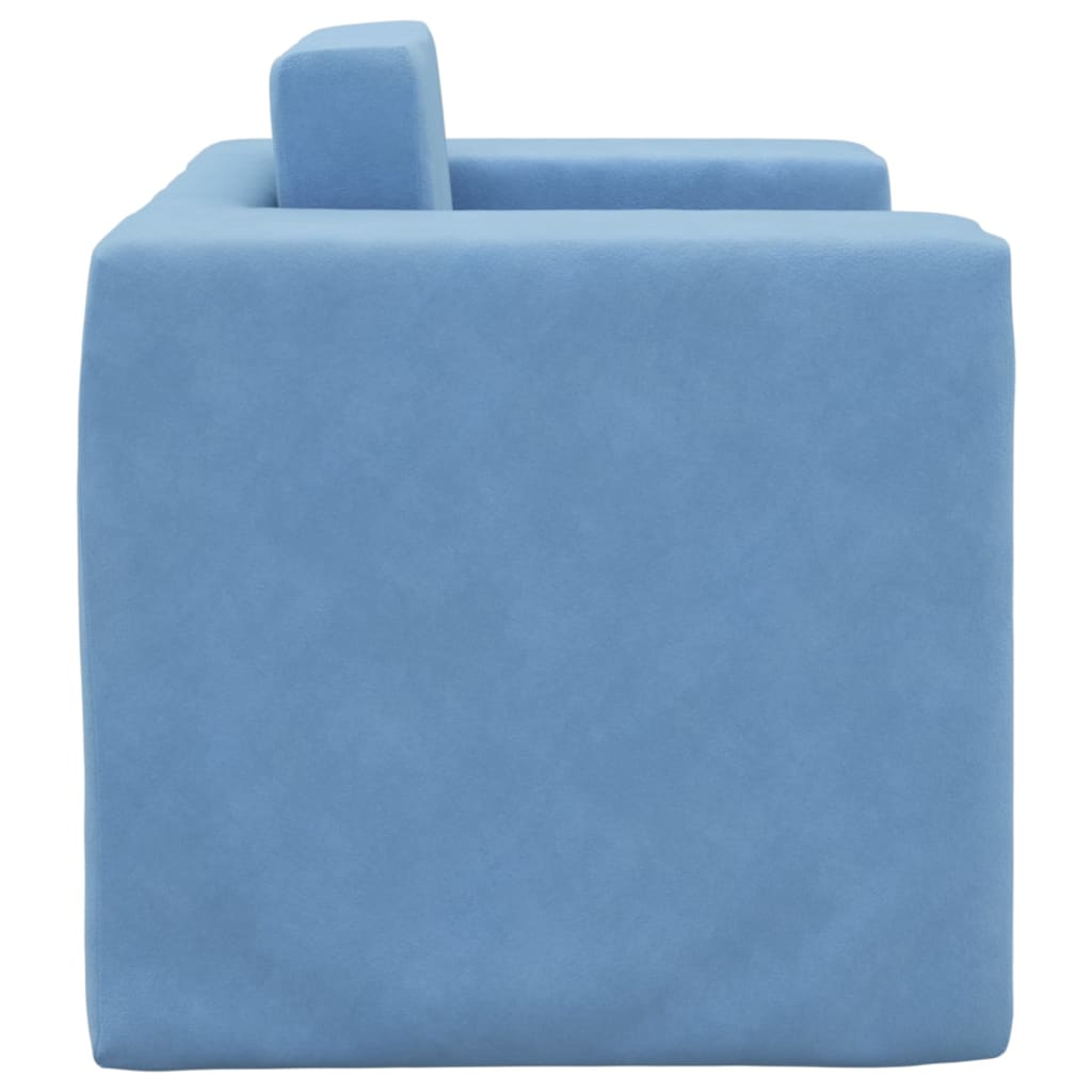Kindersofa Blau Weich Plüsch