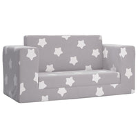 Thumbnail for Kindersofa 2-Sitzer Hellgrau mit Sternen Weich Plüsch