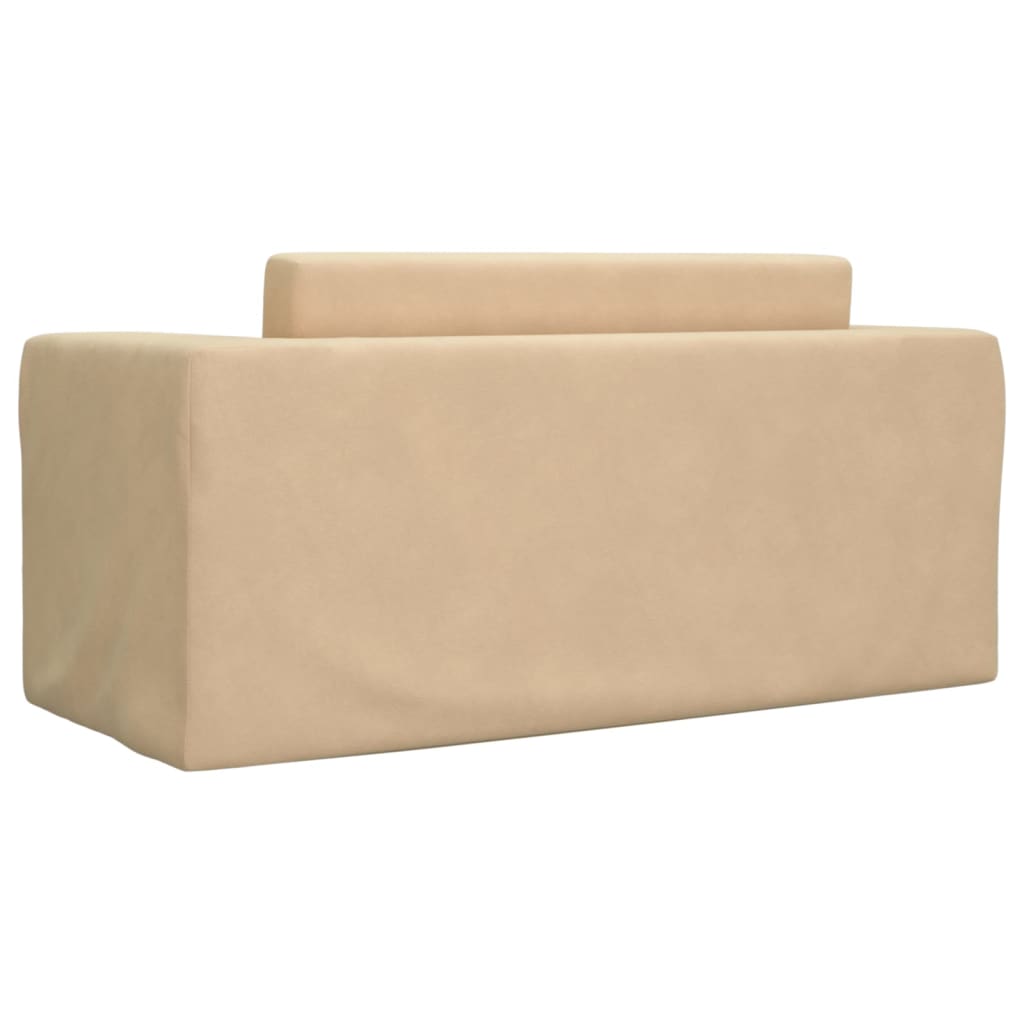 Kindersofa 2-Sitzer Creme Weich Plüsch