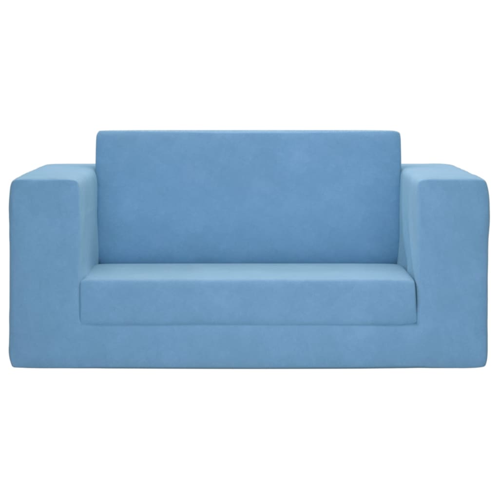 Kindersofa 2-Sitzer Blau Weich Plüsch