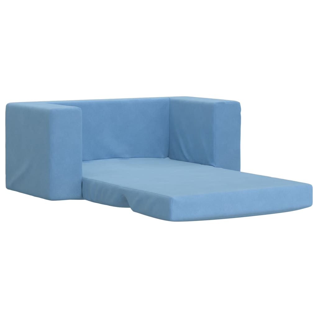 Kindersofa 2-Sitzer Blau Weich Plüsch