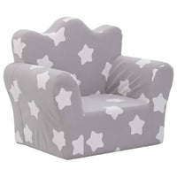 Thumbnail for Kindersofa Hellgrau mit Sternen Weich Plüsch