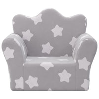 Thumbnail for Kindersofa Hellgrau mit Sternen Weich Plüsch
