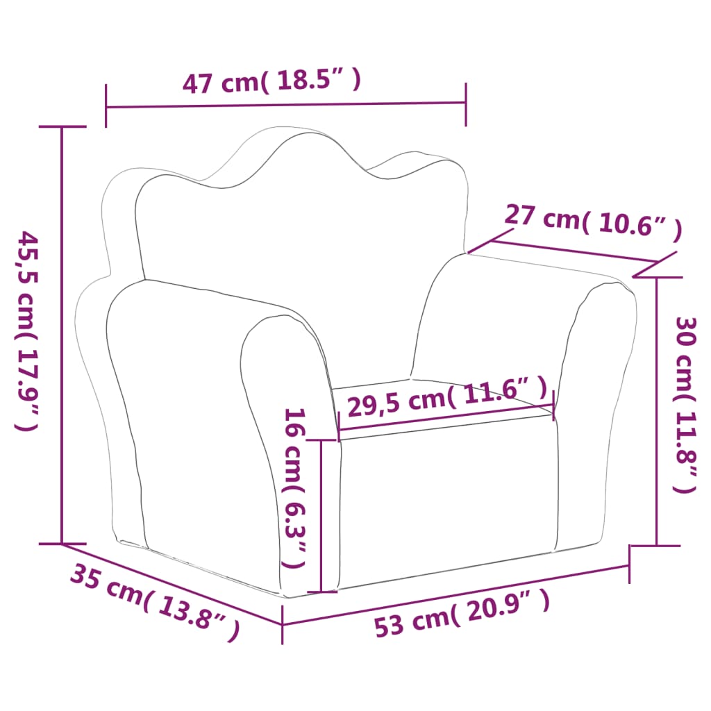 Kindersofa Blau Weich Plüsch