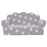 Thumbnail for Kindersofa 2-Sitzer Hellgrau mit Sternen Weich Plüsch