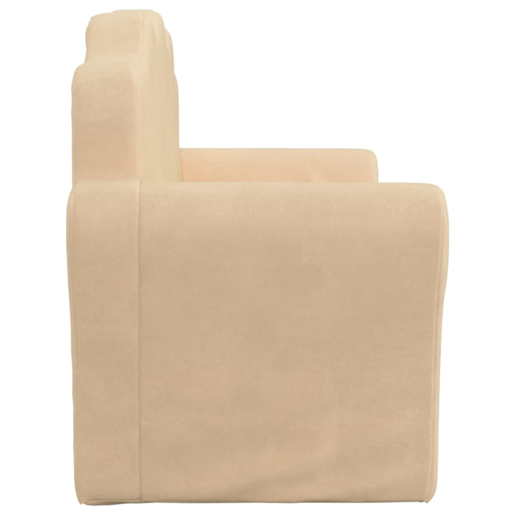 Kindersofa 2-Sitzer Creme Weich Plüsch