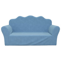 Thumbnail for Kindersofa 2-Sitzer Blau Weich Plüsch