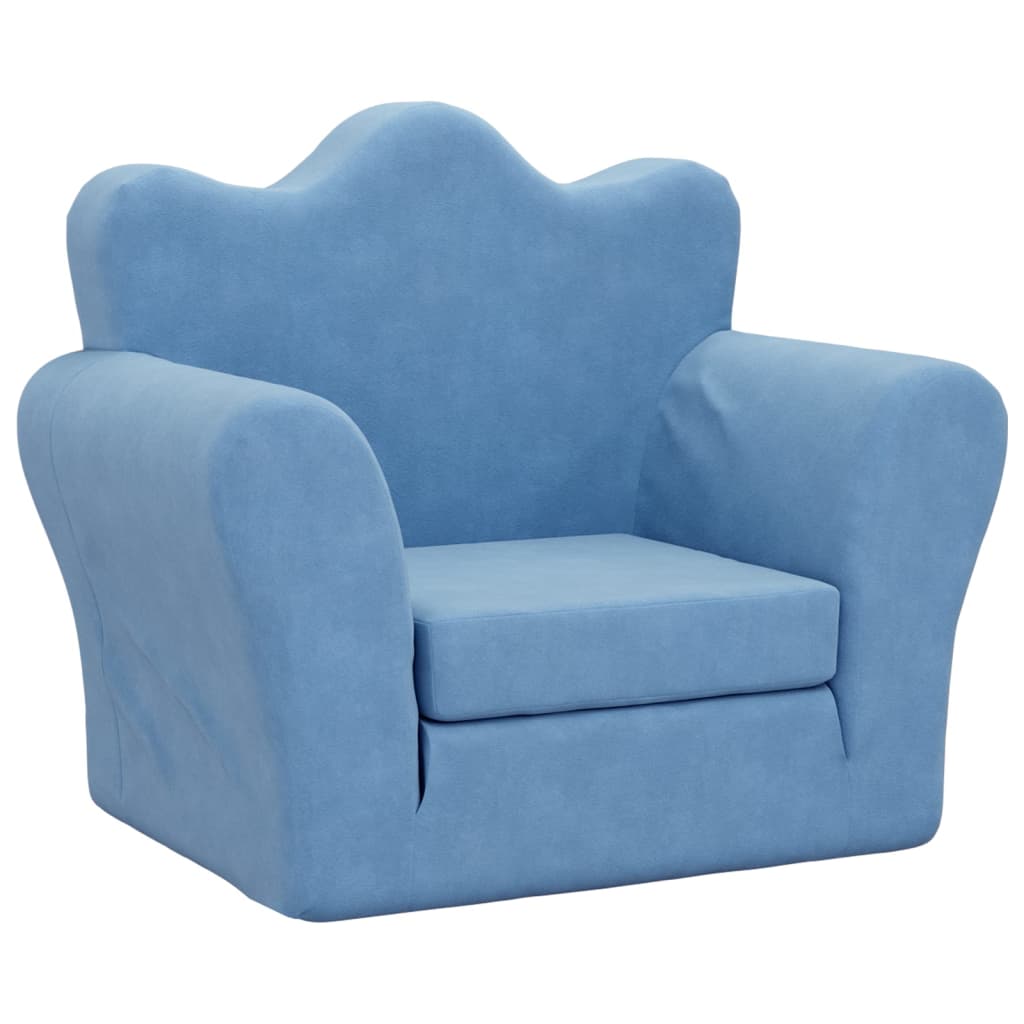Kindersofa Blau Weich Plüsch