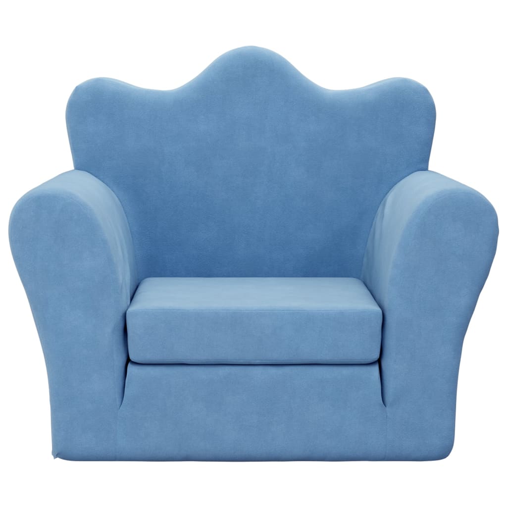 Kindersofa Blau Weich Plüsch