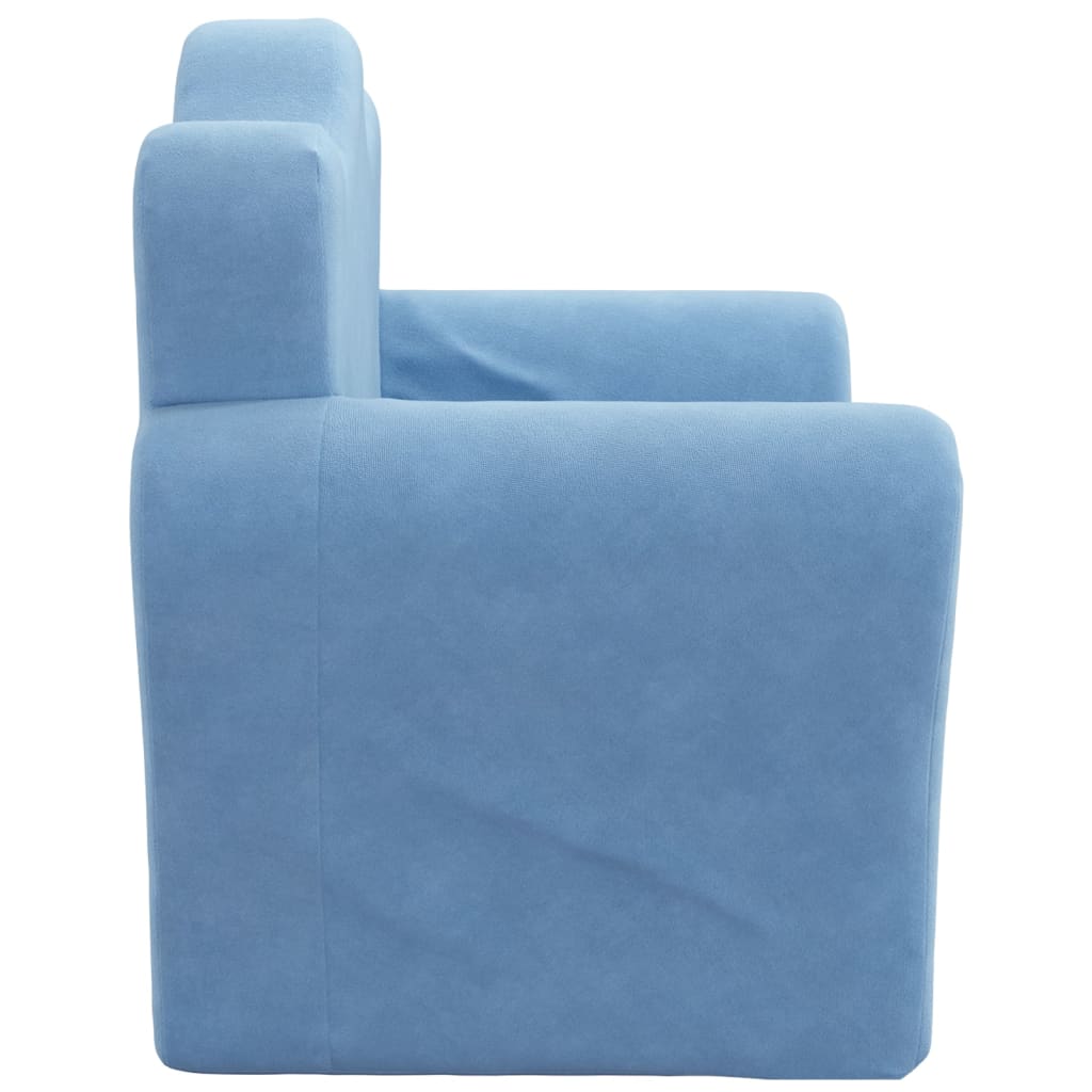 Kindersofa Blau Weich Plüsch