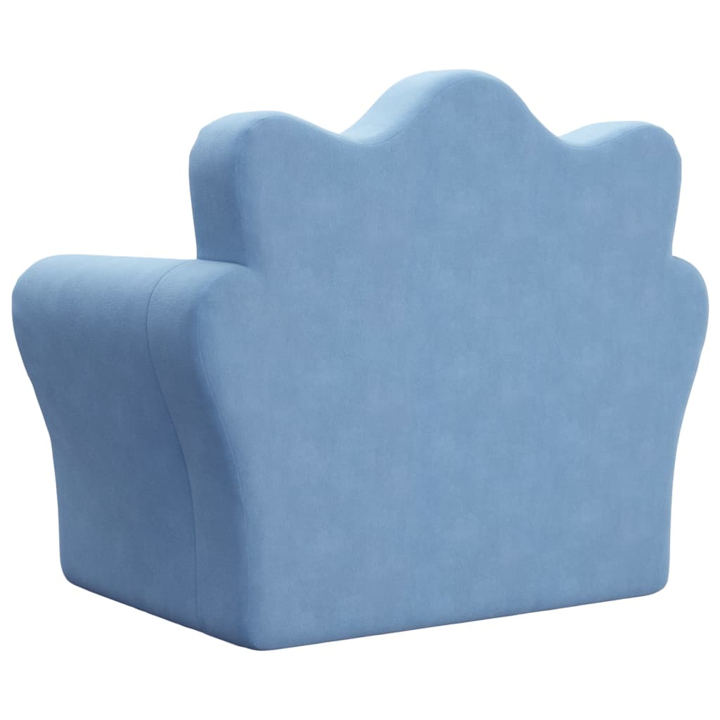 Kindersofa Blau Weich Plüsch