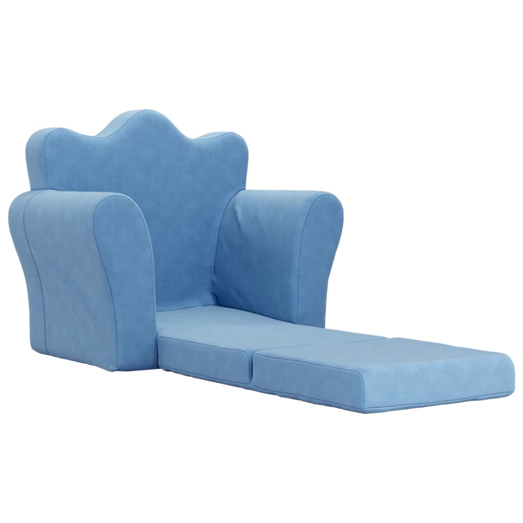 Kindersofa Blau Weich Plüsch