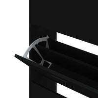Thumbnail for Schuhschrank Schwarz 63x24x147 cm Holzwerkstoff