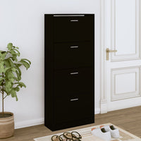 Thumbnail for Schuhschrank Schwarz 63x24x147 cm Holzwerkstoff