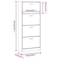 Thumbnail for Schuhschrank Grau Sonoma 63x24x147 cm Holzwerkstoff