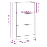 Thumbnail for Schuhschrank Schwarz 63x24x103 cm Holzwerkstoff