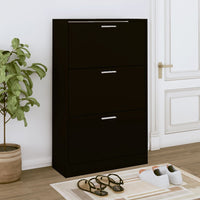 Thumbnail for Schuhschrank Schwarz 63x24x103 cm Holzwerkstoff