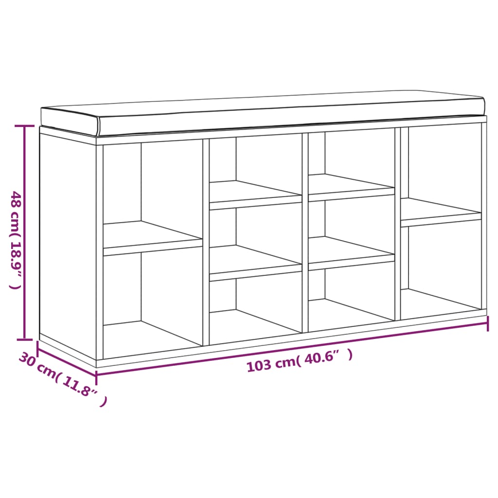 Schuhbank Schwarz 103x30x48 cm Holzwerkstoff