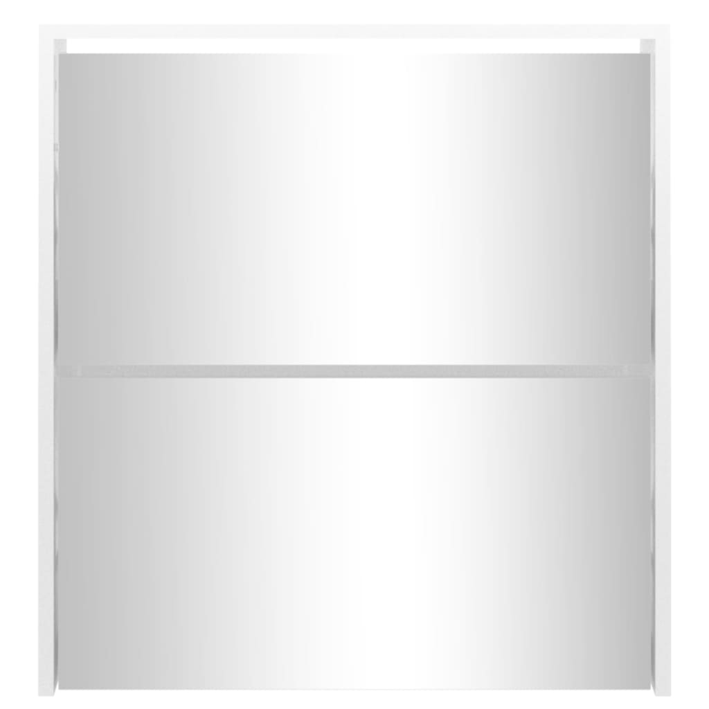 Schuhschrank mit Spiegel 2 Fächer Hochglanz-Weiß 63x17x67 cm