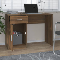 Thumbnail for Schreibtisch mit Stauraum Braun Eichen-Optik 100x40x73 cm