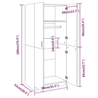 Thumbnail for Kleiderschrank Räuchereiche 80x52x180 cm Holzwerkstoff