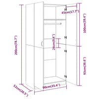 Thumbnail for Kleiderschrank Räuchereiche 90x52x200 cm Holzwerkstoff