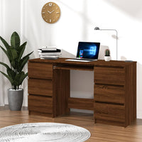 Thumbnail for Schreibtisch Braun Eichen-Optik 140x50x77 cm Holzwerkstoff