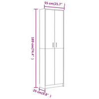 Thumbnail for Garderobenschrank Grau Sonoma 55x25x189 cm Holzwerkstoff