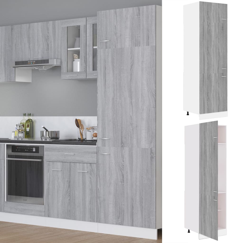 Kühlumbauschrank Grau Sonoma 60x57x207 cm Holzwerkstoff
