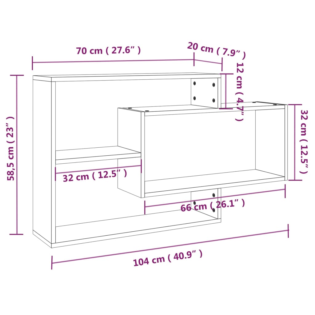 Wandregal Grau Sonoma 104x20x58,5 cm Holzwerkstoff