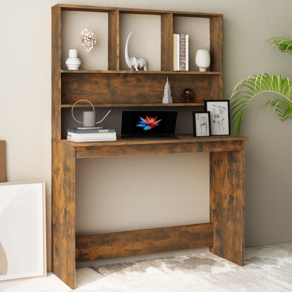 Schreibtisch mit Regal Räuchereiche 110x45x157 cm Holzwerkstoff