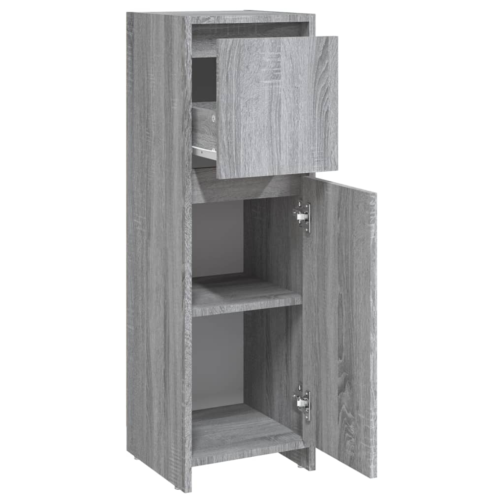 Badezimmerschrank Grau Sonoma 30x30x95 cm Holzwerkstoff
