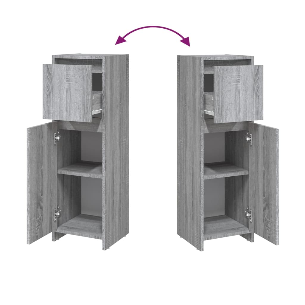 Badezimmerschrank Grau Sonoma 30x30x95 cm Holzwerkstoff
