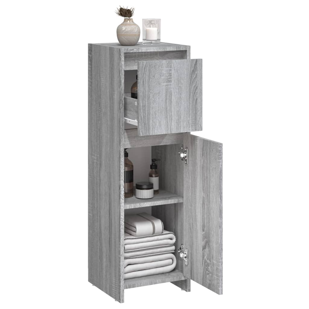Badezimmerschrank Grau Sonoma 30x30x95 cm Holzwerkstoff