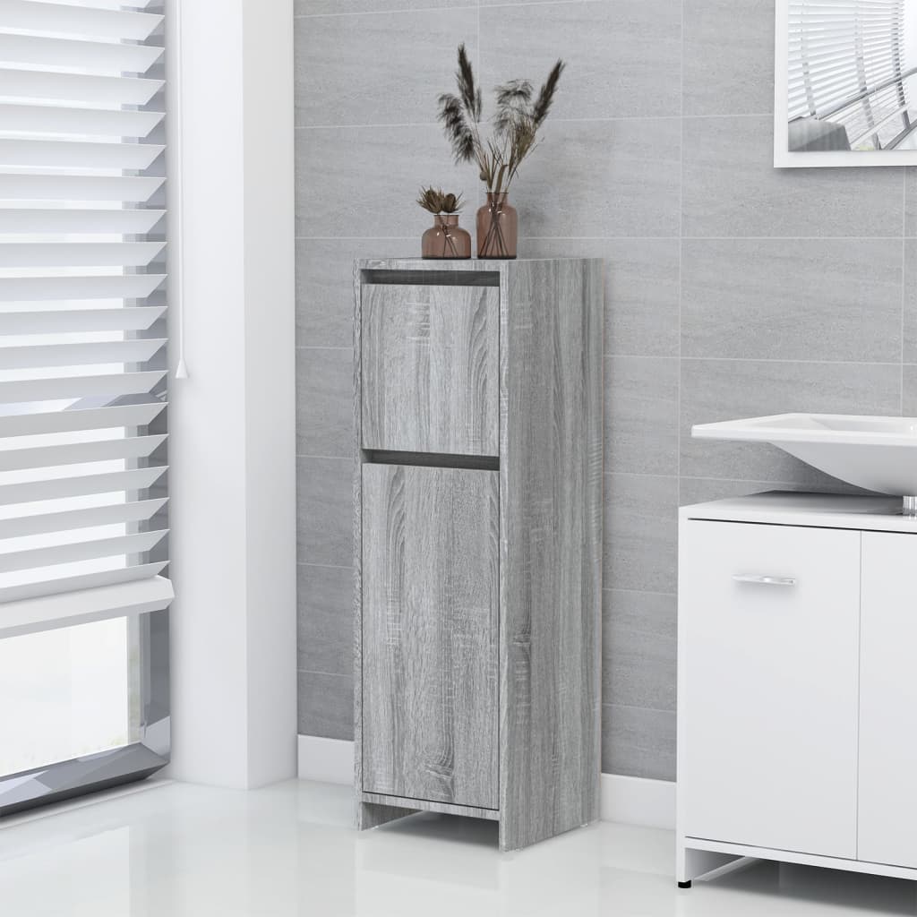 Badezimmerschrank Grau Sonoma 30x30x95 cm Holzwerkstoff