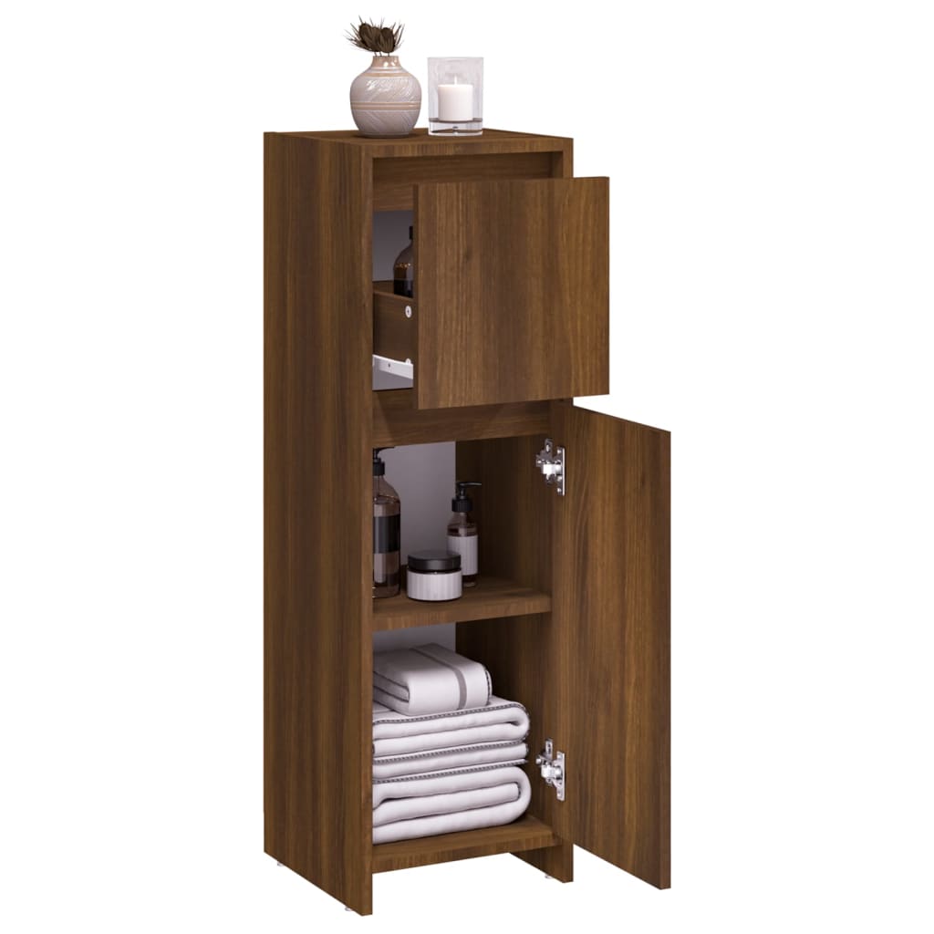 Badezimmerschrank Braun Eiche 30x30x95 cm Holzwerkstoff