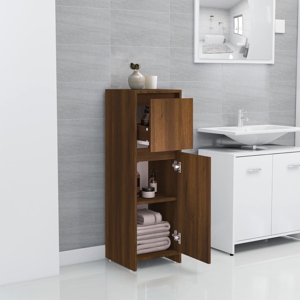 Badezimmerschrank Braun Eiche 30x30x95 cm Holzwerkstoff