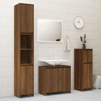 Thumbnail for Badezimmerschrank Braun Eiche 30x30x95 cm Holzwerkstoff