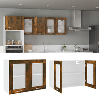 Thumbnail for Hängeschrank Glas Räuchereiche 80x31x60 cm Holzwerkstoff
