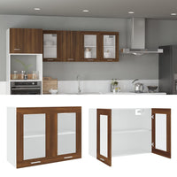 Thumbnail for Hängeschrank Glas Braun Eichen-Optik 80x31x60 cm Holzwerkstoff