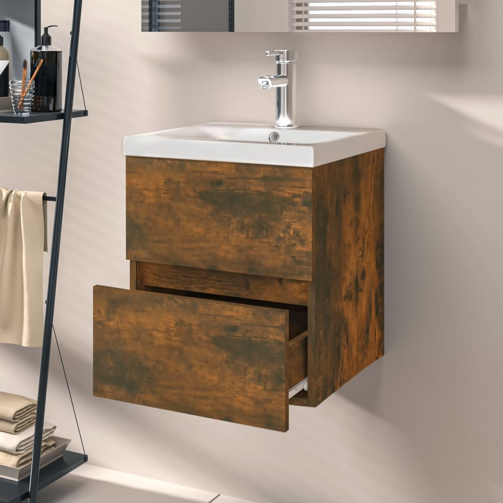 Waschbeckenschrank Räuchereiche 41x38,5x45 cm Holzwerkstoff