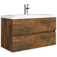 Thumbnail for Waschbeckenschrank Räuchereiche 80x38,5x45 cm Holzwerkstoff