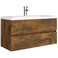 Thumbnail for Waschbeckenschrank Räuchereiche 90x38,5x45 cm Holzwerkstoff