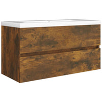 Thumbnail for Waschbeckenschrank Räuchereiche 90x38,5x45 cm Holzwerkstoff