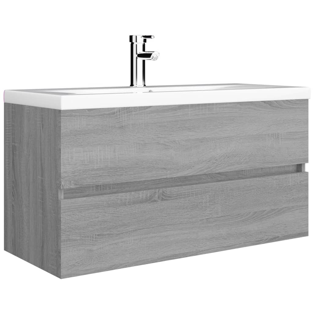 Waschbeckenschrank Grau Sonoma 90x38,5x45 cm Holzwerkstoff