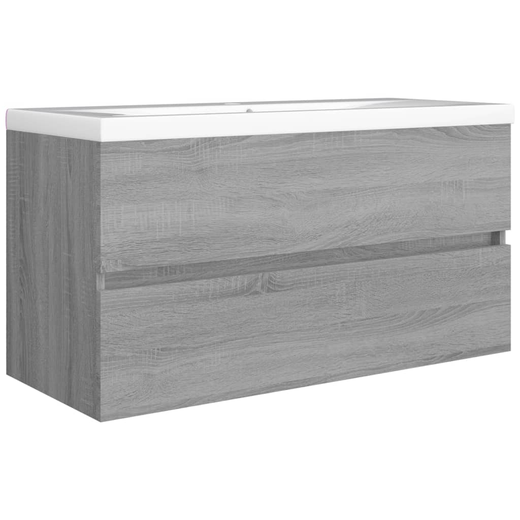 Waschbeckenschrank Grau Sonoma 90x38,5x45 cm Holzwerkstoff