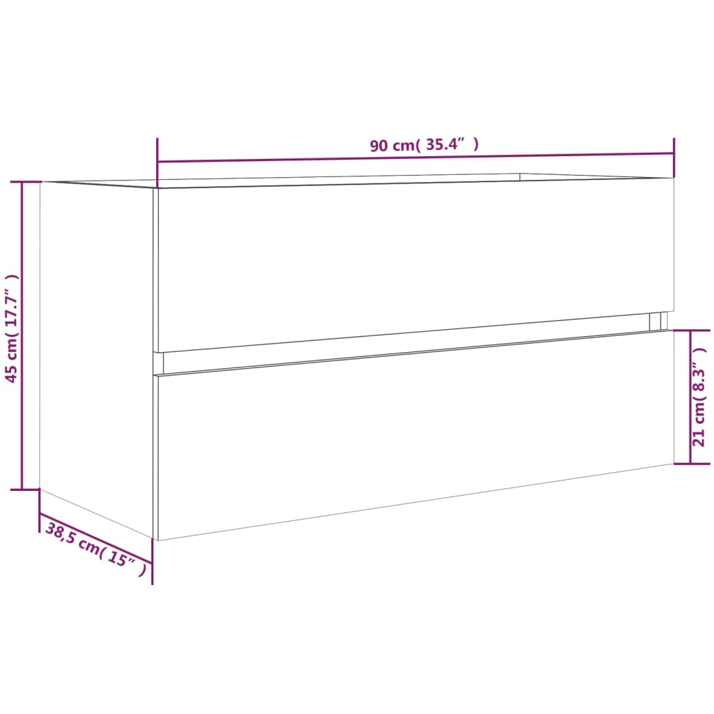 Waschbeckenschrank Grau Sonoma 90x38,5x45 cm Holzwerkstoff