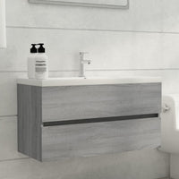Thumbnail for Waschbeckenschrank Grau Sonoma 90x38,5x45 cm Holzwerkstoff